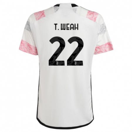 Kandiny Gyermek Timothy Weah #22 Fehér Rózsaszín Idegenbeli Jersey 2023/24 Mez Póló Ing