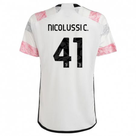 Kandiny Gyermek Hans Nicolussi Caviglia #41 Fehér Rózsaszín Idegenbeli Jersey 2023/24 Mez Póló Ing