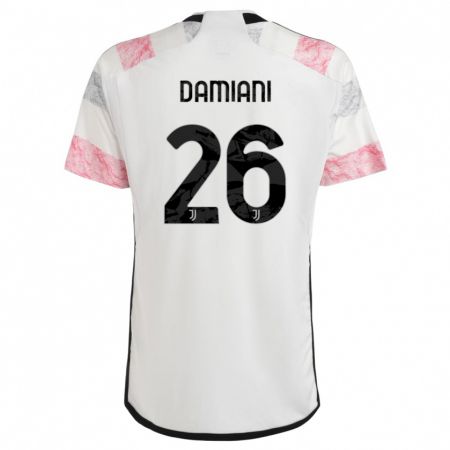 Kandiny Gyermek Samuele Damiani #26 Fehér Rózsaszín Idegenbeli Jersey 2023/24 Mez Póló Ing