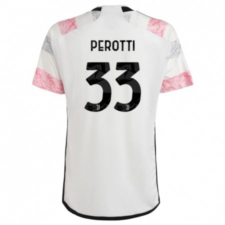 Kandiny Gyermek Clemente Perotti #33 Fehér Rózsaszín Idegenbeli Jersey 2023/24 Mez Póló Ing