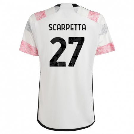 Kandiny Gyermek Jacopo Scarpetta #27 Fehér Rózsaszín Idegenbeli Jersey 2023/24 Mez Póló Ing