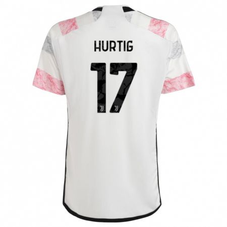 Kandiny Gyermek Lina Hurtig #17 Fehér Rózsaszín Idegenbeli Jersey 2023/24 Mez Póló Ing