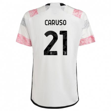 Kandiny Gyermek Arianna Caruso #21 Fehér Rózsaszín Idegenbeli Jersey 2023/24 Mez Póló Ing