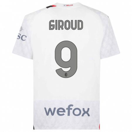 Kandiny Gyermek Olivier Giroud #9 Fehér Idegenbeli Jersey 2023/24 Mez Póló Ing