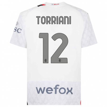 Kandiny Gyermek Lorenzo Torriani #12 Fehér Idegenbeli Jersey 2023/24 Mez Póló Ing