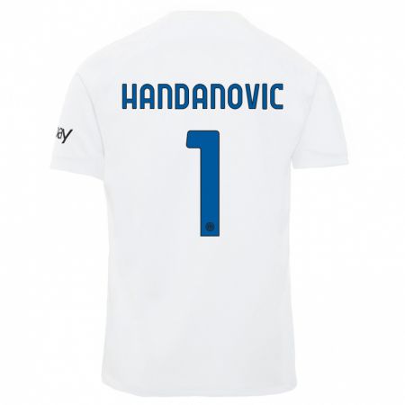 Kandiny Gyermek Samir Handanovic #1 Fehér Idegenbeli Jersey 2023/24 Mez Póló Ing