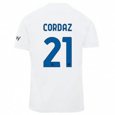 Kandiny Gyermek Alex Cordaz #21 Fehér Idegenbeli Jersey 2023/24 Mez Póló Ing