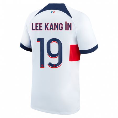 Kandiny Gyermek Kang-In Lee #19 Fehér Idegenbeli Jersey 2023/24 Mez Póló Ing