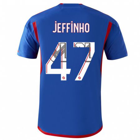 Kandiny Gyermek Jeffinho #47 Kék Piros Idegenbeli Jersey 2023/24 Mez Póló Ing