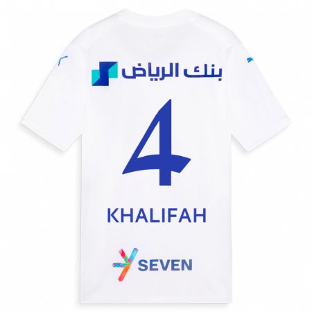 Kandiny Gyermek Khalifah Al-Dawsari #4 Fehér Idegenbeli Jersey 2023/24 Mez Póló Ing