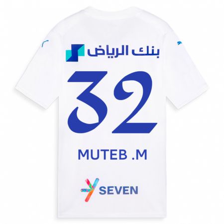 Kandiny Gyermek Muteb Al-Mufarrij #32 Fehér Idegenbeli Jersey 2023/24 Mez Póló Ing