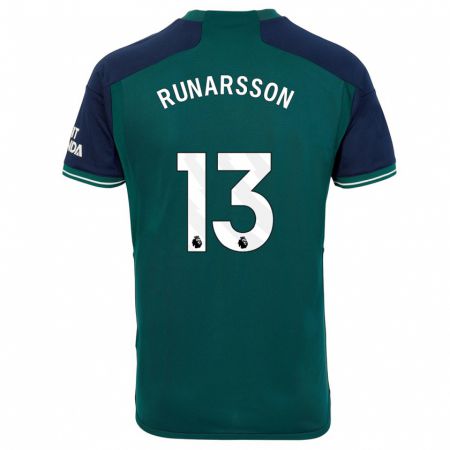 Kandiny Gyermek Runar Alex Runarsson #13 Zöld Harmadik Számú Jersey 2023/24 Mez Póló Ing