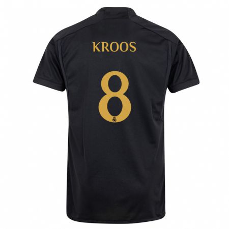 Kandiny Gyermek Toni Kroos #8 Fekete Harmadik Számú Jersey 2023/24 Mez Póló Ing