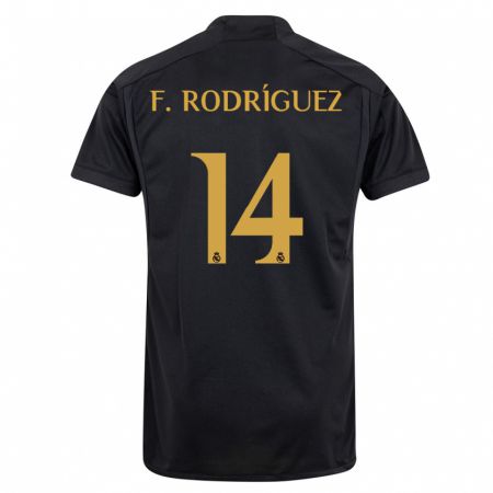 Kandiny Gyermek Fer Rodríguez #14 Fekete Harmadik Számú Jersey 2023/24 Mez Póló Ing