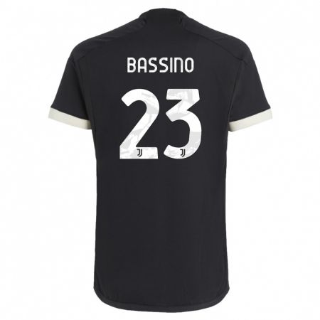 Kandiny Gyermek Alessandro Bassino #23 Fekete Harmadik Számú Jersey 2023/24 Mez Póló Ing