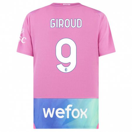 Kandiny Gyermek Olivier Giroud #9 Pink Lila Harmadik Számú Jersey 2023/24 Mez Póló Ing