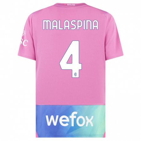Kandiny Gyermek Mattia Malaspina #4 Pink Lila Harmadik Számú Jersey 2023/24 Mez Póló Ing