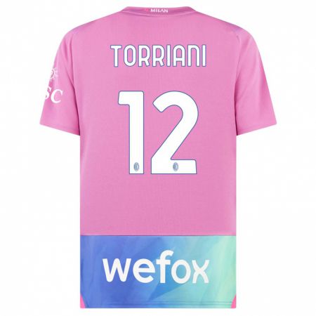 Kandiny Gyermek Lorenzo Torriani #12 Pink Lila Harmadik Számú Jersey 2023/24 Mez Póló Ing