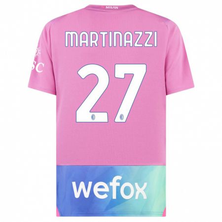 Kandiny Gyermek Luca Martinazzi #27 Pink Lila Harmadik Számú Jersey 2023/24 Mez Póló Ing