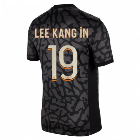 Kandiny Gyermek Kang-In Lee #19 Fekete Harmadik Számú Jersey 2023/24 Mez Póló Ing