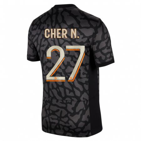 Kandiny Gyermek Cher Ndour #27 Fekete Harmadik Számú Jersey 2023/24 Mez Póló Ing