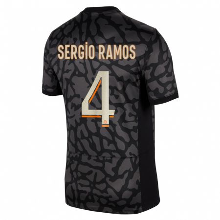 Kandiny Gyermek Sergio Ramos #4 Fekete Harmadik Számú Jersey 2023/24 Mez Póló Ing