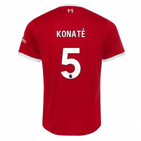 Kandiny Férfi Ibrahima Konaté #5 Piros Hazai Jersey 2023/24 Mez Póló Ing