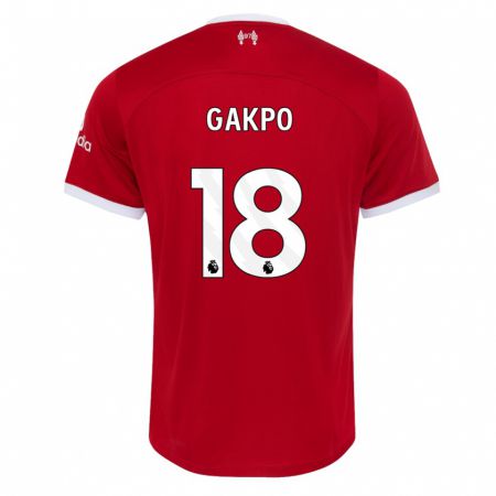 Kandiny Férfi Cody Gakpo #18 Piros Hazai Jersey 2023/24 Mez Póló Ing