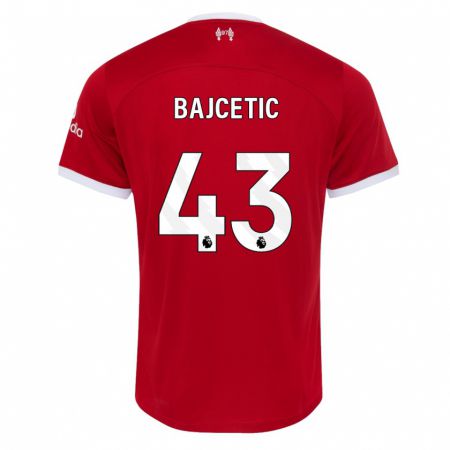 Kandiny Férfi Stefan Bajcetic #43 Piros Hazai Jersey 2023/24 Mez Póló Ing