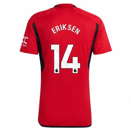 Kandiny Férfi Christian Eriksen #14 Piros Hazai Jersey 2023/24 Mez Póló Ing