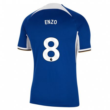 Kandiny Férfi Enzo Fernández #8 Kék Hazai Jersey 2023/24 Mez Póló Ing