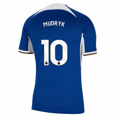 Kandiny Férfi Mykhaylo Mudryk #10 Kék Hazai Jersey 2023/24 Mez Póló Ing