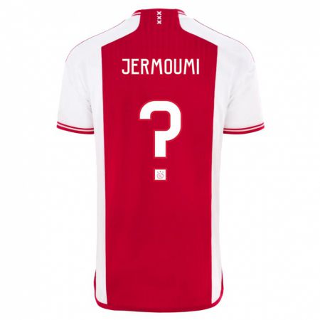Kandiny Férfi Diyae Jermoumi #0 Piros Fehér Hazai Jersey 2023/24 Mez Póló Ing