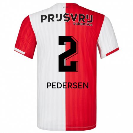 Kandiny Férfi Marcus Pedersen #2 Piros Fehér Hazai Jersey 2023/24 Mez Póló Ing
