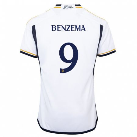 Kandiny Férfi Karim Benzema #9 Fehér Hazai Jersey 2023/24 Mez Póló Ing