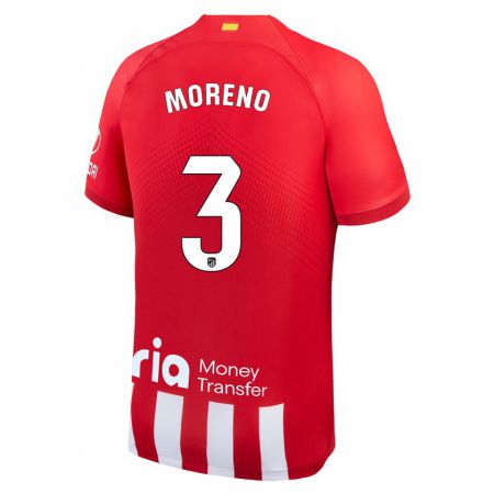 Kandiny Férfi Marco Moreno #3 Piros Fehér Hazai Jersey 2023/24 Mez Póló Ing
