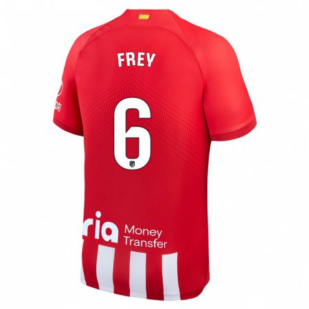 Kandiny Férfi Darío Frey #6 Piros Fehér Hazai Jersey 2023/24 Mez Póló Ing