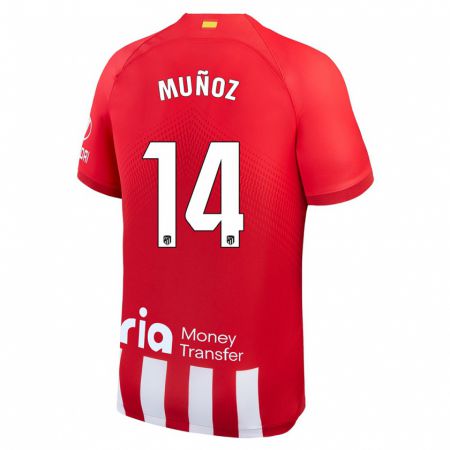 Kandiny Férfi David Muñoz #14 Piros Fehér Hazai Jersey 2023/24 Mez Póló Ing