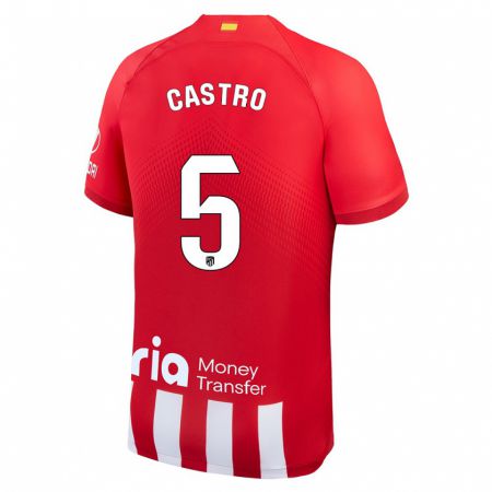 Kandiny Férfi Oscar Castro #5 Piros Fehér Hazai Jersey 2023/24 Mez Póló Ing