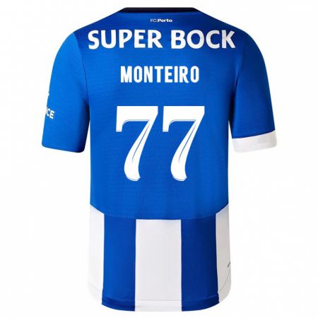 Kandiny Férfi Rui Monteiro #77 Kék Fehér Hazai Jersey 2023/24 Mez Póló Ing