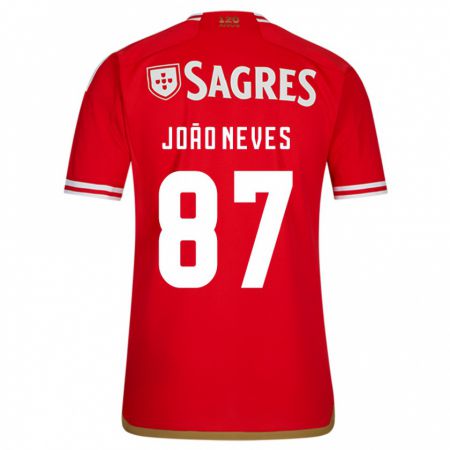 Kandiny Férfi João Neves #87 Piros Hazai Jersey 2023/24 Mez Póló Ing