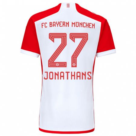 Kandiny Férfi David Jonathans #27 Piros Fehér Hazai Jersey 2023/24 Mez Póló Ing