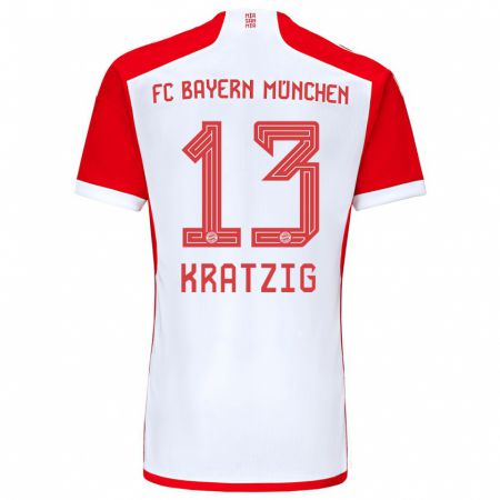 Kandiny Férfi Frans Kratzig #13 Piros Fehér Hazai Jersey 2023/24 Mez Póló Ing