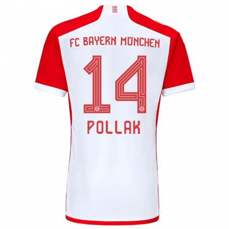 Kandiny Férfi Florian Pollak #14 Piros Fehér Hazai Jersey 2023/24 Mez Póló Ing
