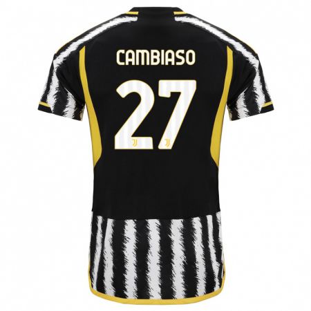 Kandiny Férfi Andrea Cambiaso #27 Fekete-Fehér Hazai Jersey 2023/24 Mez Póló Ing