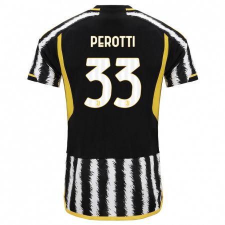 Kandiny Férfi Clemente Perotti #33 Fekete-Fehér Hazai Jersey 2023/24 Mez Póló Ing
