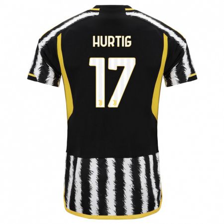 Kandiny Férfi Lina Hurtig #17 Fekete-Fehér Hazai Jersey 2023/24 Mez Póló Ing