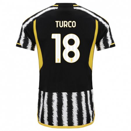 Kandiny Férfi Nicolo Turco #18 Fekete-Fehér Hazai Jersey 2023/24 Mez Póló Ing