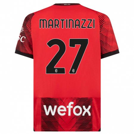 Kandiny Férfi Luca Martinazzi #27 Piros Fekete Hazai Jersey 2023/24 Mez Póló Ing
