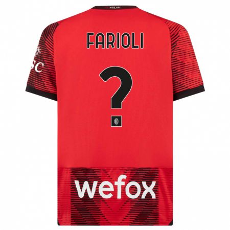 Kandiny Férfi Simone Farioli #0 Piros Fekete Hazai Jersey 2023/24 Mez Póló Ing